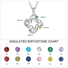 Personalized Baby Feet Name & Birthstone Necklace - Veinci