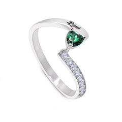 Personalized Diamond Heart Name & Birthstone Ring - Veinci