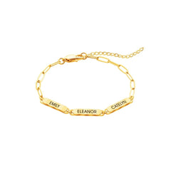 Personalized Family Names Paperclip Bracelet - Veinci