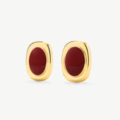 Bold Oval Statement Earrings Red
