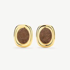 Bold Oval Statement Earrings Brown