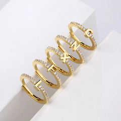 Radiant Adjustable Letter Initial Rings - Veinci