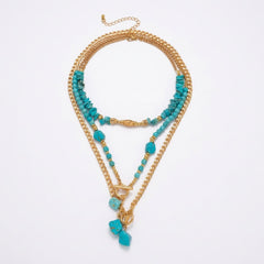 3-Piece Boho Toggle Clasp Turquoise Accented Necklace Stack