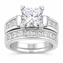 2-Piece Square Cut Diamond Ring Stack