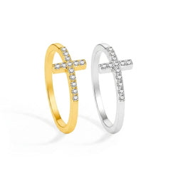 14K Diamond Accented Cross Ring