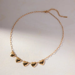 Romantic Five Heart Pendant Necklace - Veinci