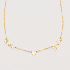 Romantic Two Name Dainty Heart Necklace - Veinci