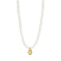 S925 Dainty Diamond Charm Pearl Necklace - Veinci