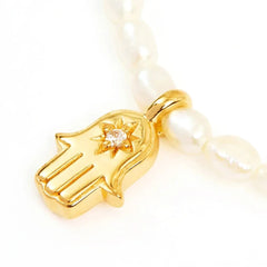 S925 Dainty Diamond Charm Pearl Necklace - Veinci