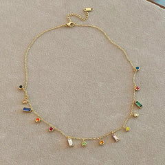 Scattered Dainty Crystals Choker Necklace - Veinci