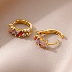 Scattered Diamonds Hoop Earrings - Veinci