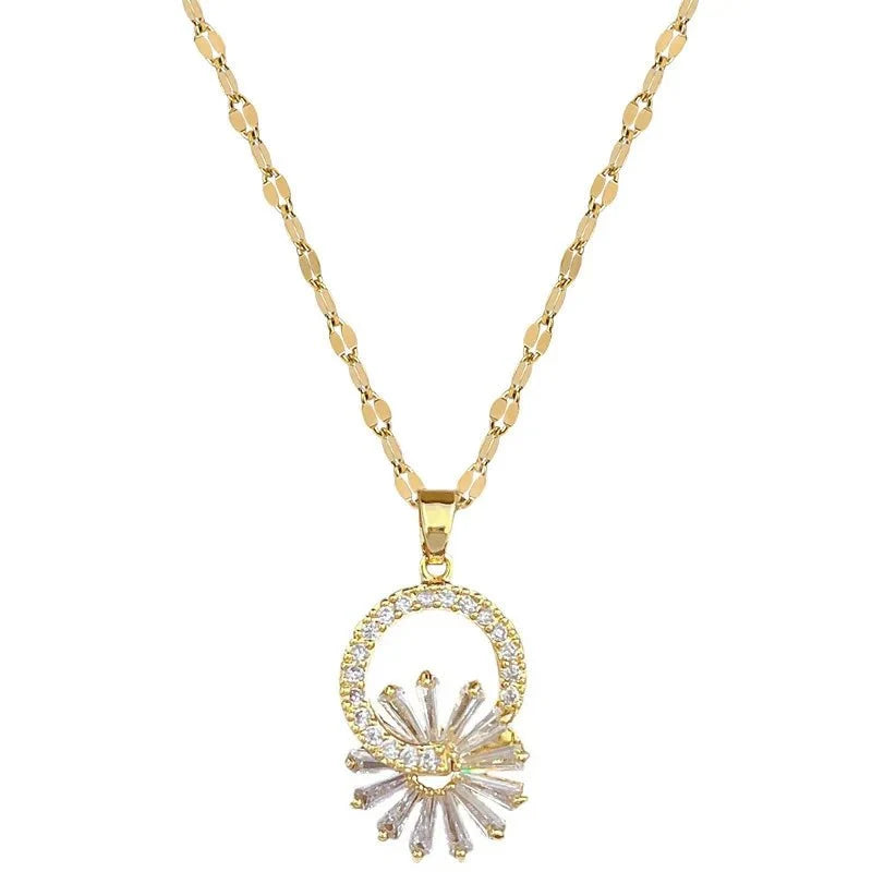 Shimmering Floral Diamond Necklace and Earrings - Veinci
