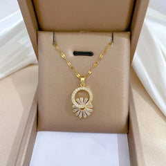 Shimmering Floral Diamond Necklace and Earrings - Veinci