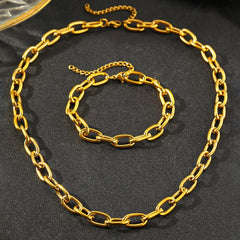 Simple Paperclip Necklace & Bracelet Set - Veinci