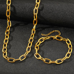 Simple Paperclip Necklace & Bracelet Set - Veinci