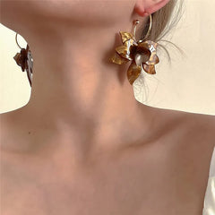 Statement Floral Hoop Earrings - Veinci