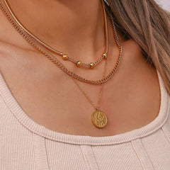 Thick Snake Chain Beaded Necklace and Bracelet Set - Veinci