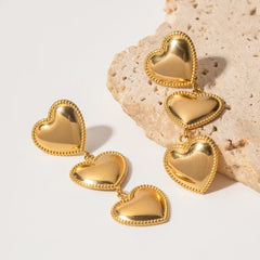 Triple Hearts Drop Earrings - Veinci