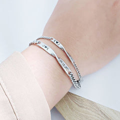 Twisted Name & Date Couples Bracelets - Veinci