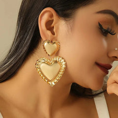 Vintage Inspired Classy Double Heart Earrings - Veinci