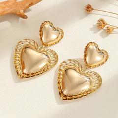 Vintage Inspired Classy Double Heart Earrings - Veinci