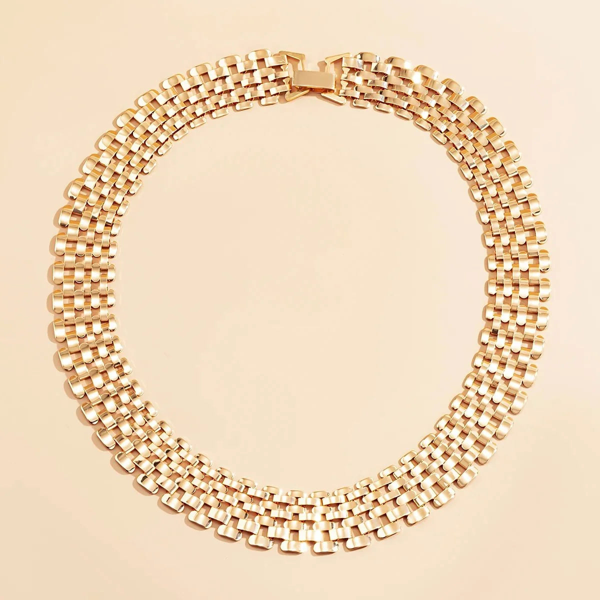 Wide Flow Flat Chain Choker Necklace - Veinci