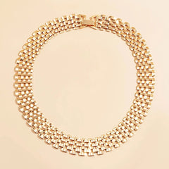 Wide Flow Flat Chain Choker Necklace - Veinci