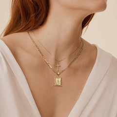 2-Piece 14K Initial & Cross Necklace Set