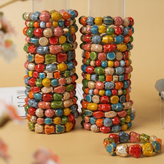 10-Piece Chunky Boho Ceramic Bracelet Stack