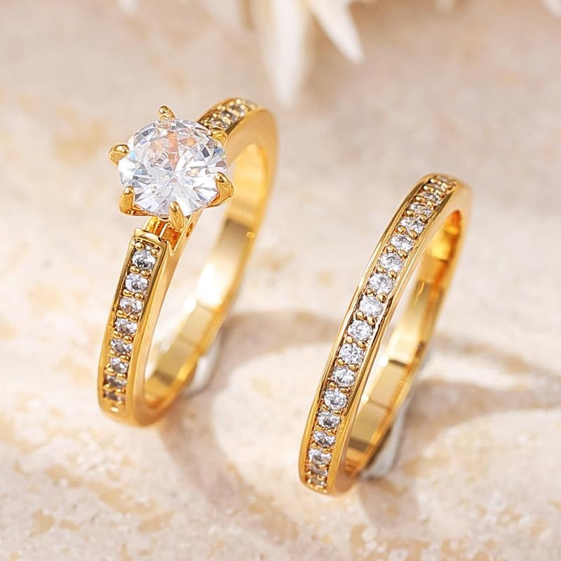 2-Piece Pave Accented Ring Stack