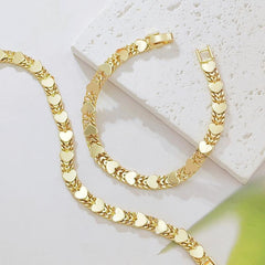 14K Double Row Heart Bracelet