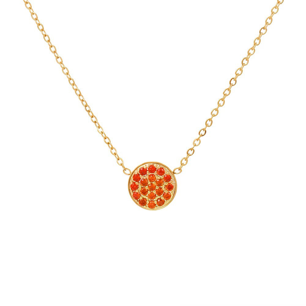 Dainty Diamond Speckled Birthstone Circle Necklace