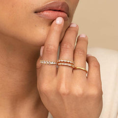 14K 4-Piece Diamond Accented Ring Stack
