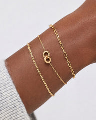 10K Solid Gold Links Circle Charm Bracelet For Women Ana Luisa Duo Links Bracelet