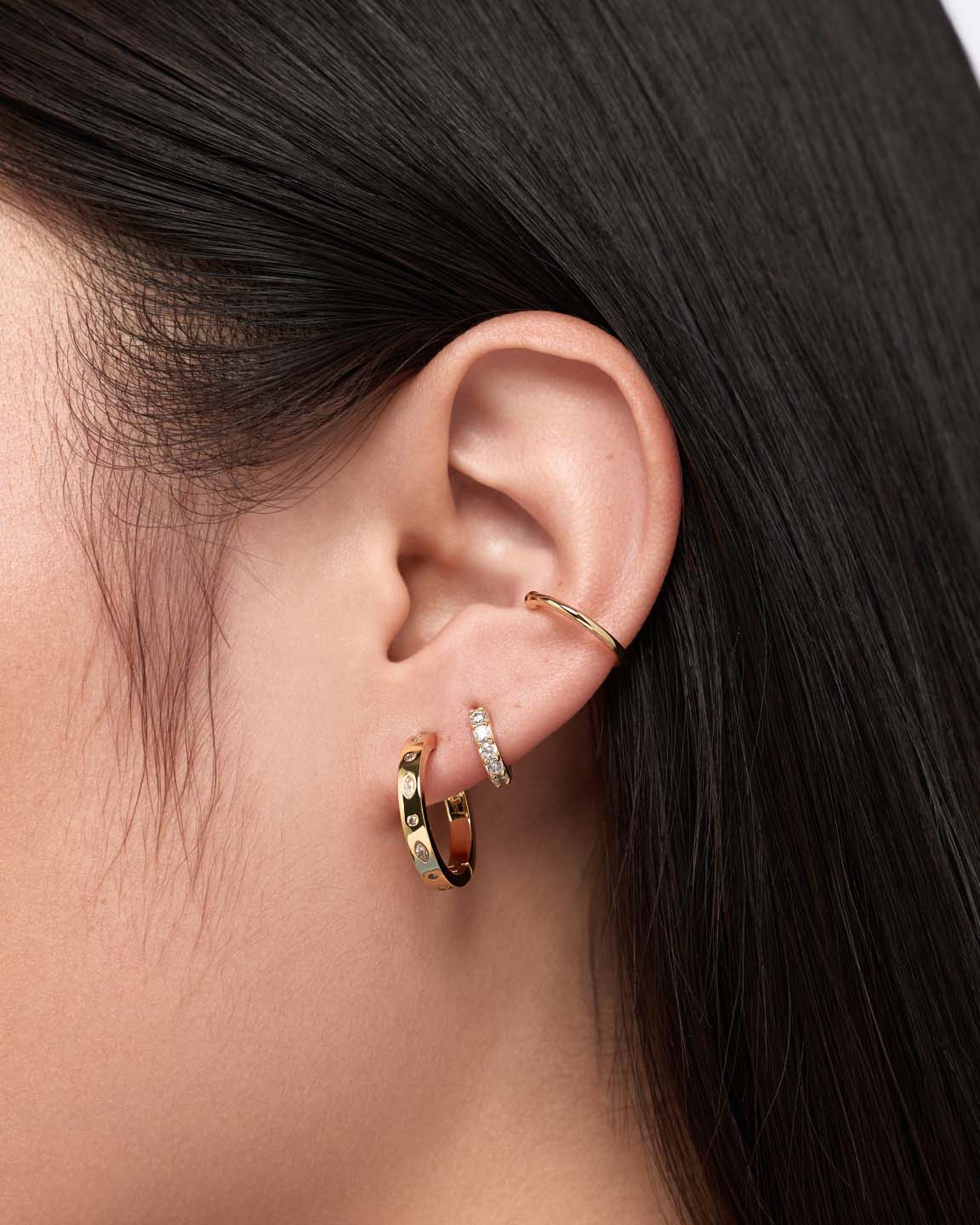 Gold Hoop Earrings - Selena Huggie Hoops