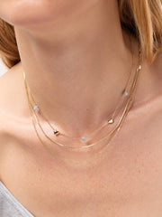Heart Necklace - Lev Mini Pave Station Necklace