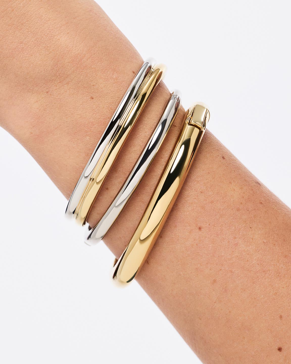 14K Gold Rhodium Plated Two Tone Cuff Bracelets For Women Ana Luisa Arlo Double Two Tone
