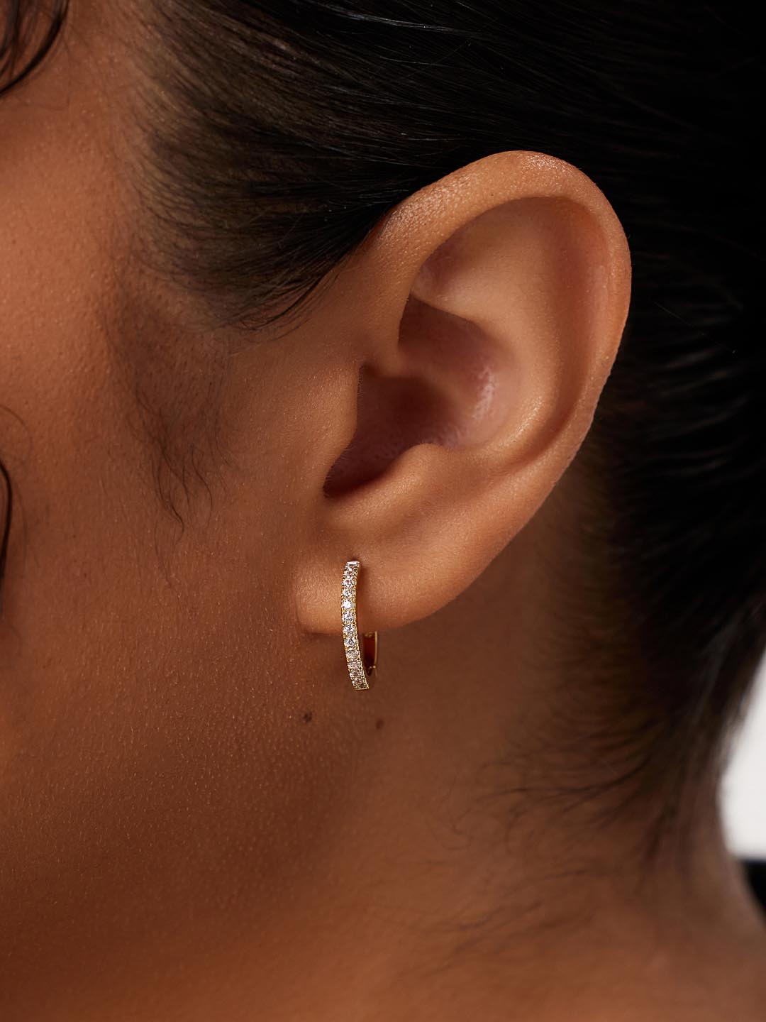 Gold Huggie Hoop Earrings - Pave Huggie Hoops
