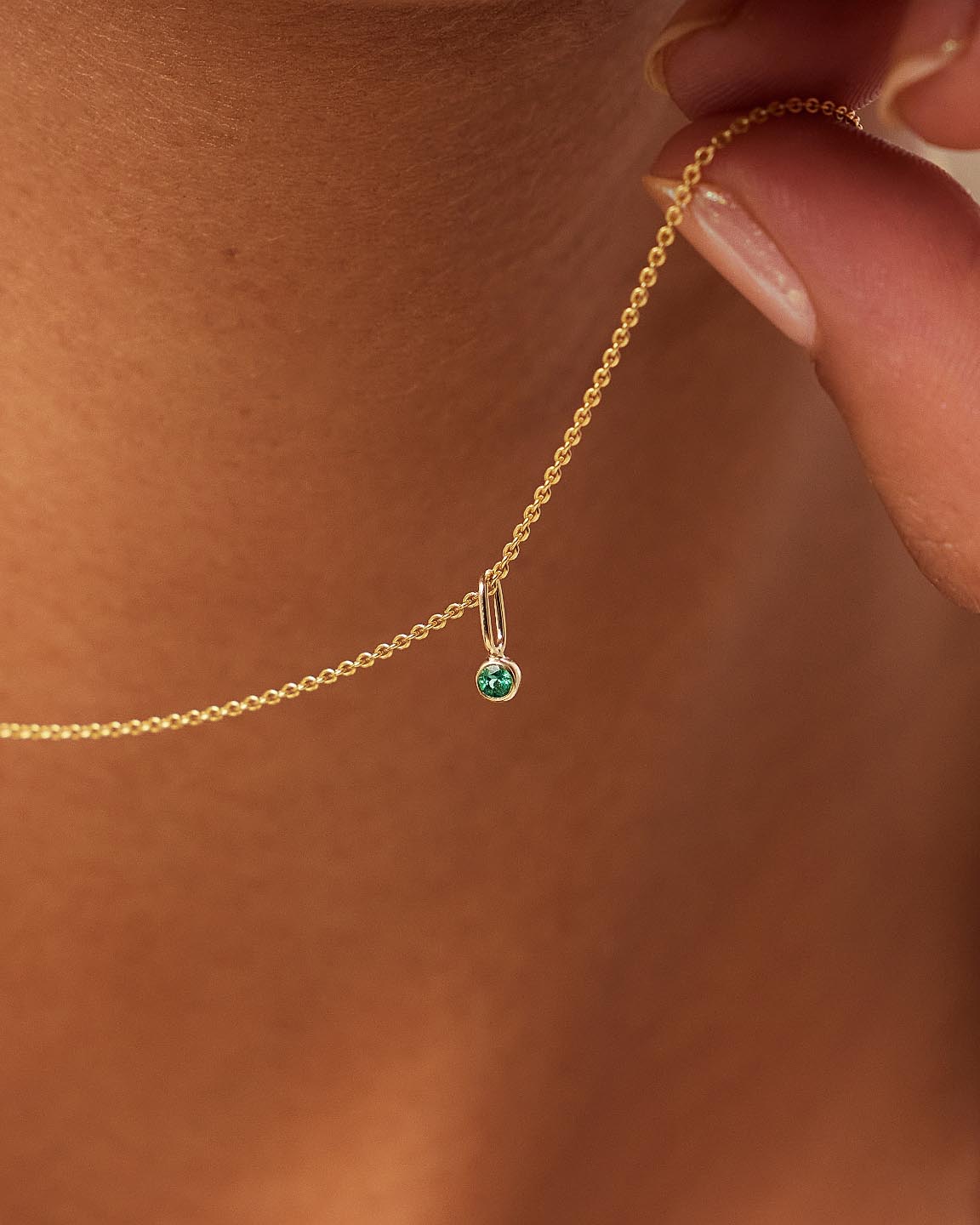 Ana Luisa Jewelry Necklace Charms Birthstone Gold Mini Birthstone Charm Tiny Emerald Charm Solid Gold