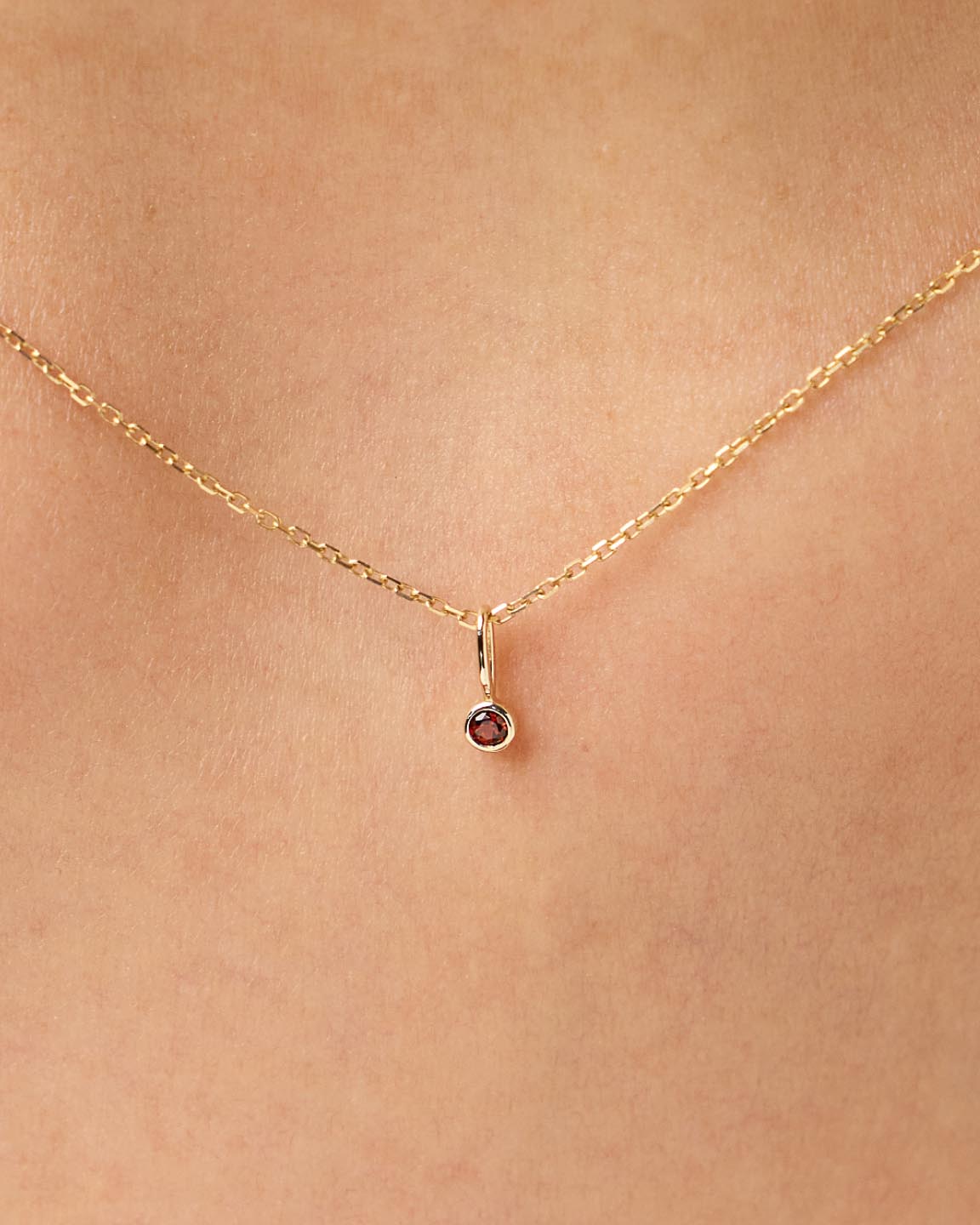 Ana Luisa Jewelry Necklace Charms Birthstone Gold Mini_Birthstone Charm January Birthstone Gold Mini Red Garnet Charm Solid Gold