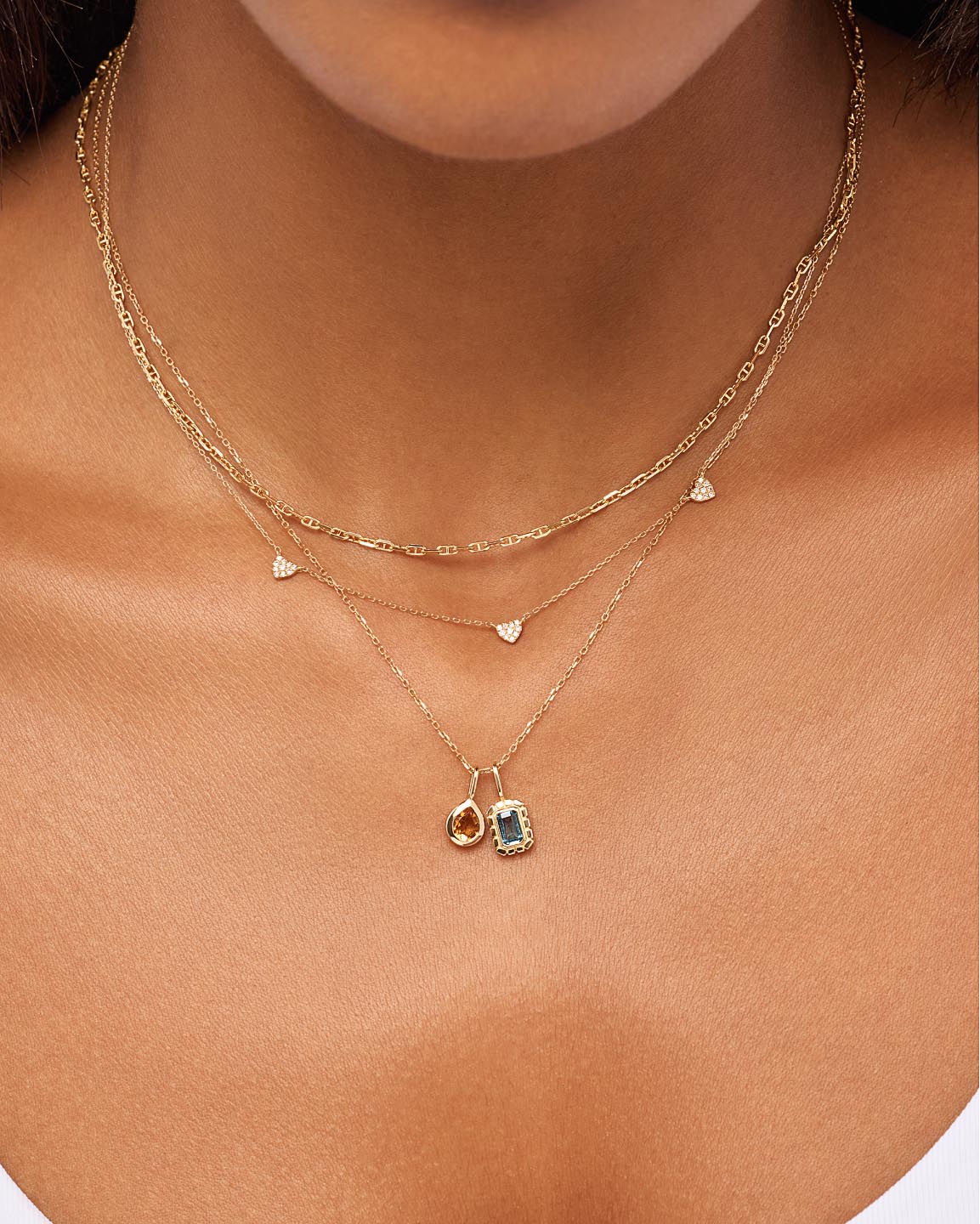 Solid Gold Amethyst Blue Sapphire Blue Topaz Yellow Citrine Semi Precious Stones Birthstones Pendant Necklaces For Women Ana Luisa Teardrop Necklace Citrine