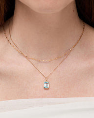 Solid Yellow Gold - Blue Topaz Spritz Charm