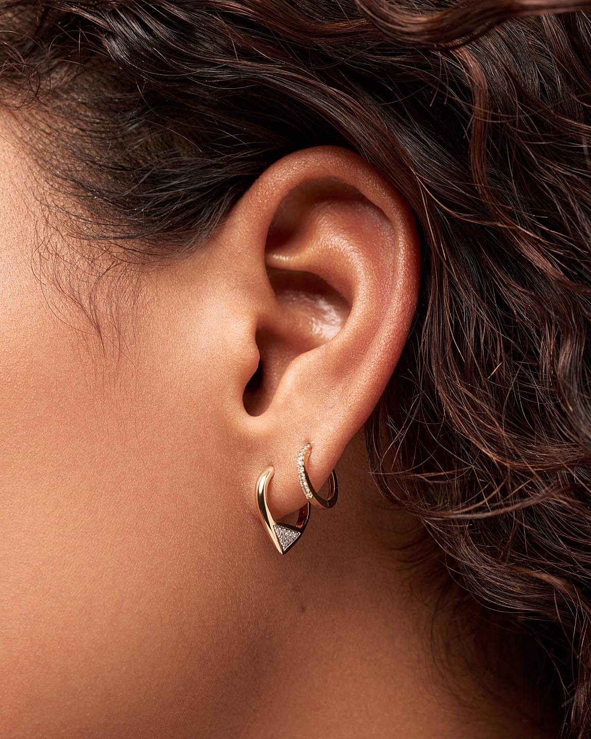 Solid Gold Diamond Fine Hoop Earrings For Women Ana Luisa Trillion Diamond Hoops