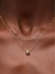 Solid Yellow Gold - Diamond Zeno Charm Necklace