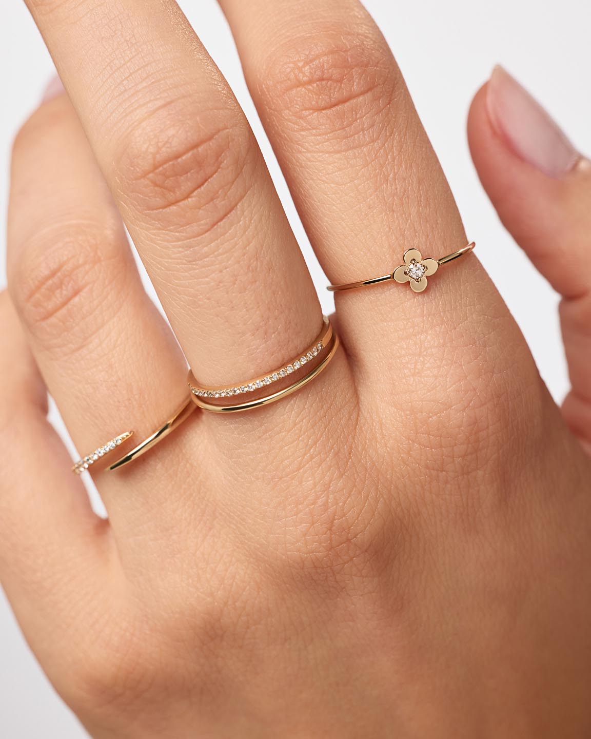 Solid Gold Diamond Solid Bloom Fine Flower Stone Rings For Women Ana Luisa Mini Diamond Flower Ring