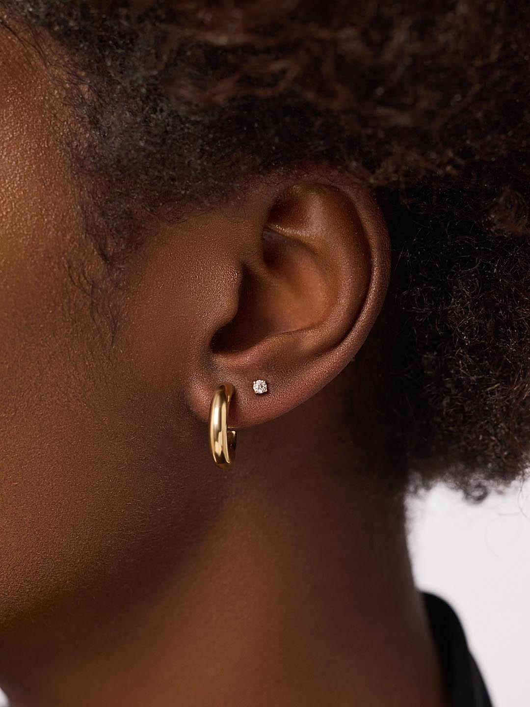 Lab Grown Diamond Earrings - Gold Medium Diamond Studs