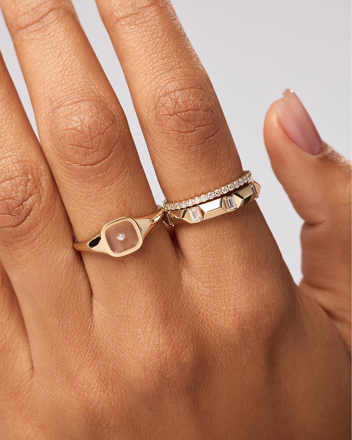 Solid Yellow Gold - Astrid Diamond Station Ring