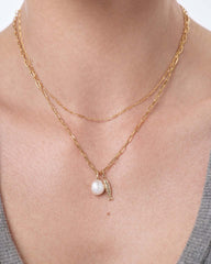 Solid Yellow Gold - Organic Pearl Necklace