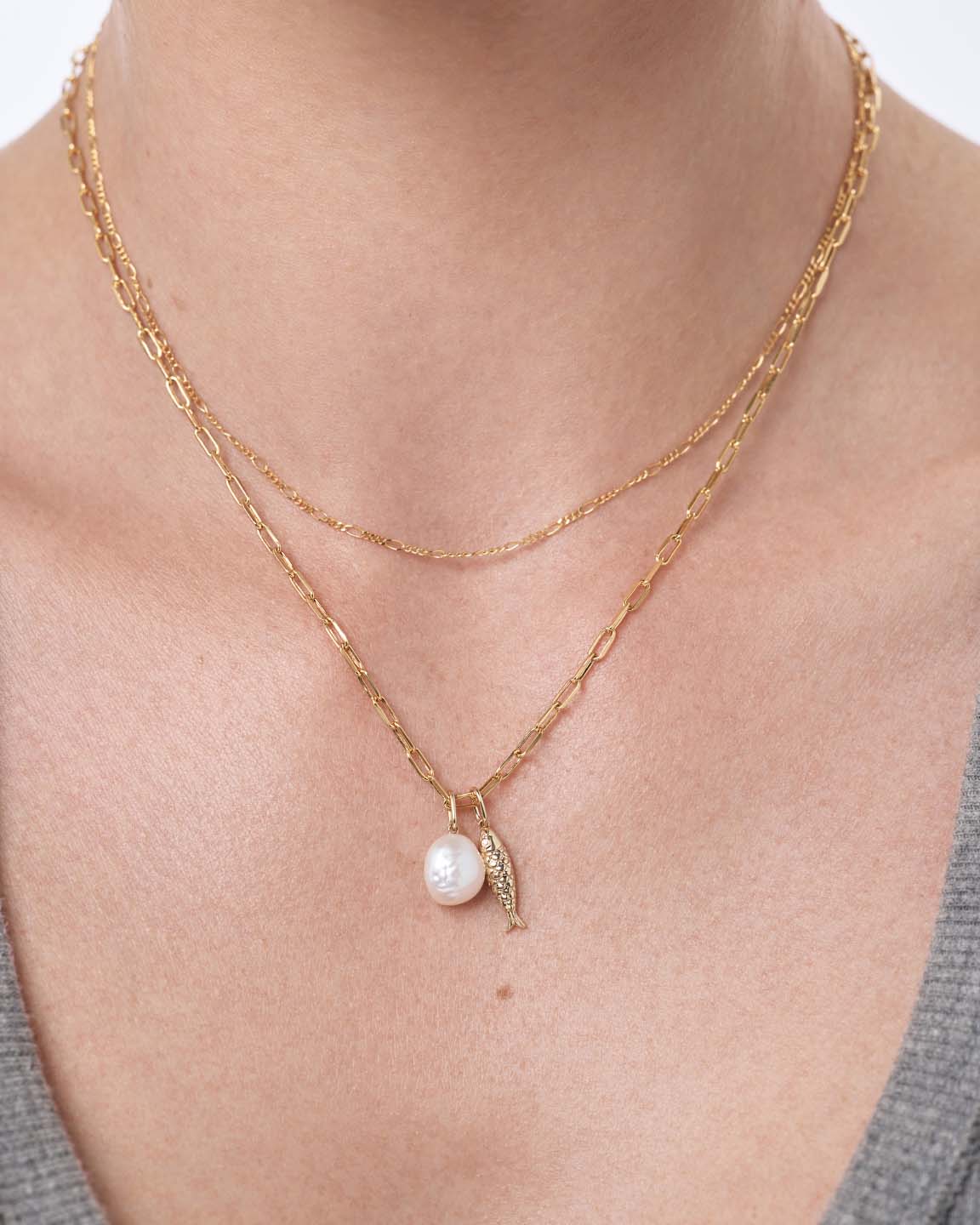 Gold Pendant - Gold Pearl Charm