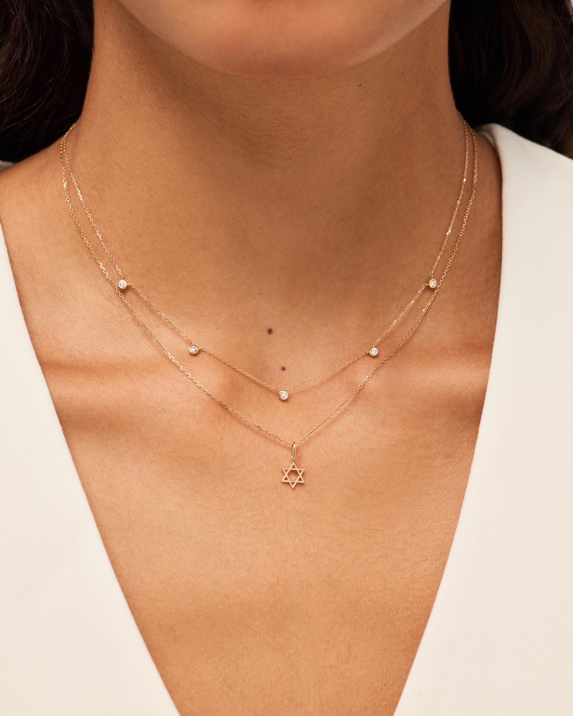 Solid Yellow Gold - Star of David Necklace